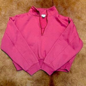 Coral cropped zip sweatshirt